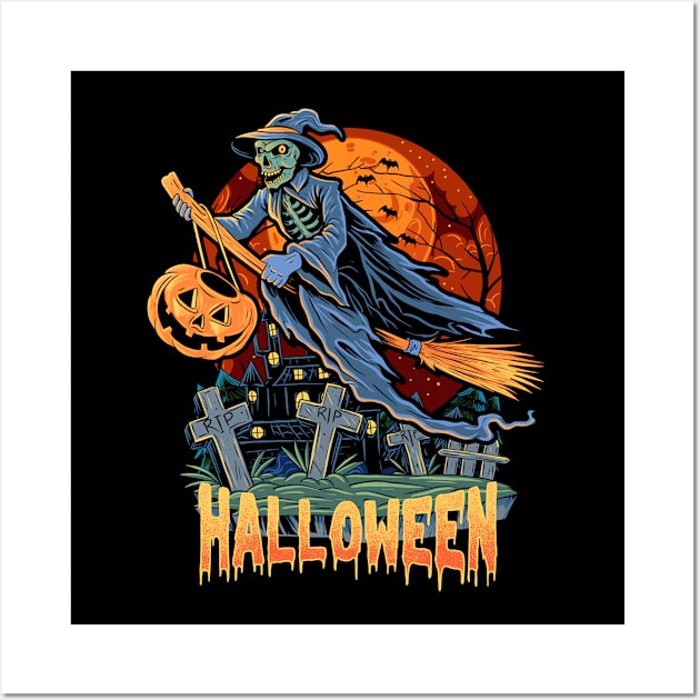 halloween witcher pumpkin skeleton Wall Art by BunDauVN